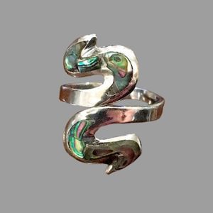 TAXCO Abalone Sterling Silver Wrap Ring Sz 7-1/2